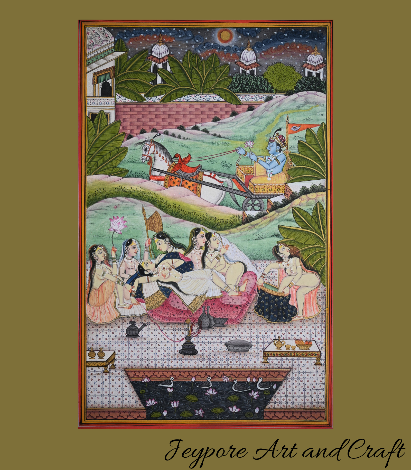 Handmade Indian Village Scene Painting