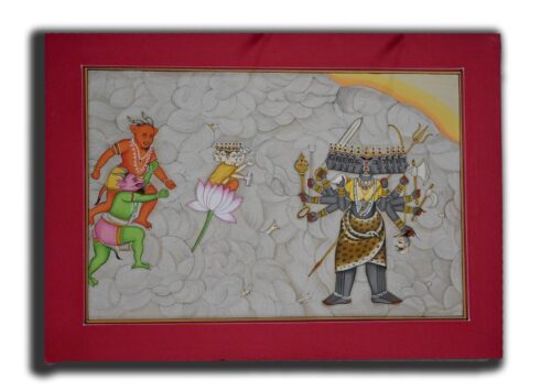 Mahakali Great Goddess Handmade Religious Miniature Painting On old Paper